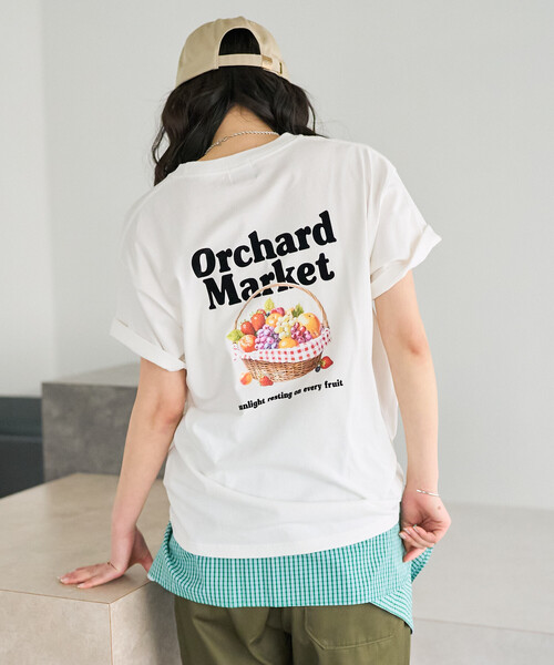 FREAK'S STORE(フリークスストア)の「FRUIT OF THE LOOM × FREAK'S STORE/フルーツオブザルーム 別注 バスケットプリント ビッグシルエットTシャツ/バックプリントTシャツ(Tシャツ/カットソー・レディース・レモンイエロー/オフホワイト/ブラック/ピンク・フリ-)」の3枚目の写真