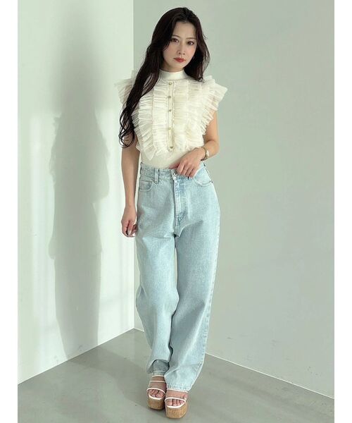 MERCURYDUO（マーキュリーデュオ）の「ストレートデニムパンツ（デニムパンツ・レディース・ライトブルー/ブルー・MEDIUM/SMALL）」の7枚目の写真