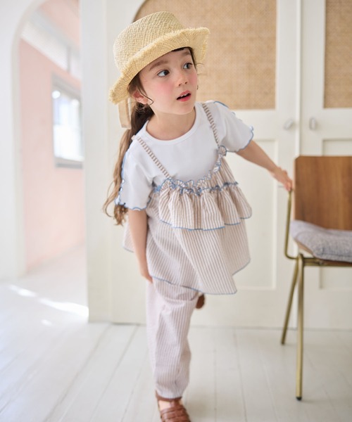 Piet（ピエット）の「ストライプビスチェ＆メローTセット（Tシャツ/カットソー・キッズ・ブラウン/レッド/サックスブルー・110/130/100/120）」の15枚目の写真