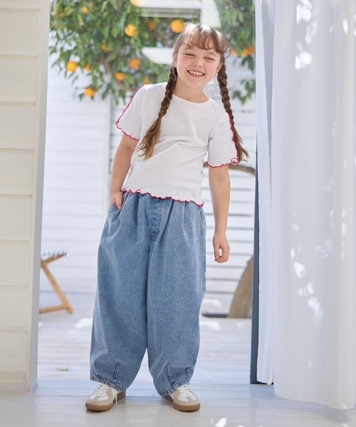 Piet（ピエット）の「ストライプビスチェ＆メローTセット（Tシャツ/カットソー・キッズ・ブラウン/レッド/サックスブルー・110/130/100/120）」の9枚目の写真