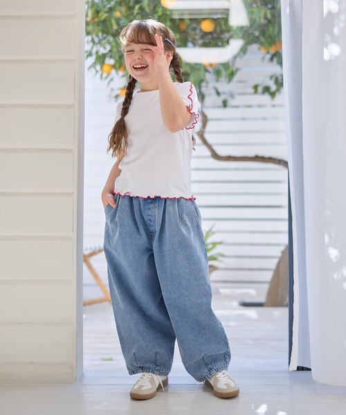 Piet（ピエット）の「ストライプビスチェ＆メローTセット（Tシャツ/カットソー・キッズ・ブラウン/レッド/サックスブルー・110/130/100/120）」の12枚目の写真