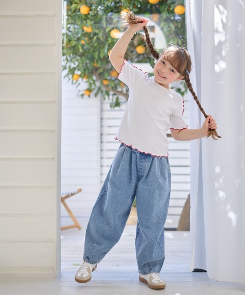 Piet（ピエット）の「ストライプビスチェ＆メローTセット（Tシャツ/カットソー・キッズ・ブラウン/レッド/サックスブルー・110/130/100/120）」の11枚目の写真