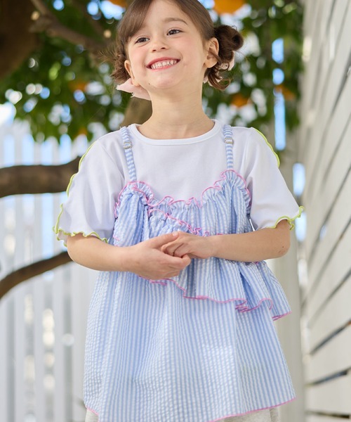 Piet（ピエット）の「ストライプビスチェ＆メローTセット（Tシャツ/カットソー・キッズ・ブラウン/レッド/サックスブルー・110/130/100/120）」の19枚目の写真