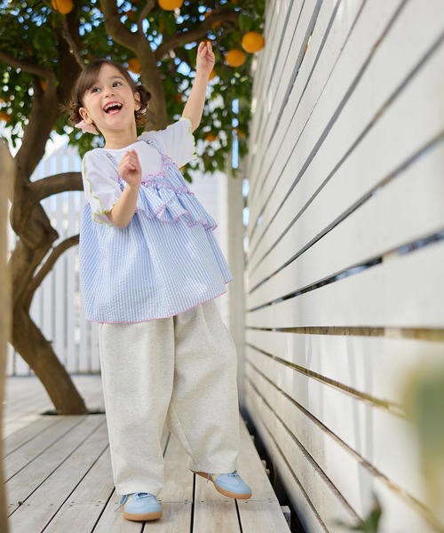 Piet（ピエット）の「ストライプビスチェ＆メローTセット（Tシャツ/カットソー・キッズ・ブラウン/レッド/サックスブルー・110/130/100/120）」の5枚目の写真