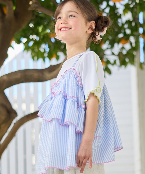 Piet（ピエット）の「ストライプビスチェ＆メローTセット（Tシャツ/カットソー・キッズ・ブラウン/レッド/サックスブルー・110/130/100/120）」の20枚目の写真