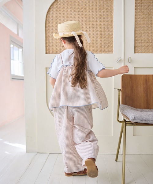 Piet（ピエット）の「ストライプビスチェ＆メローTセット（Tシャツ/カットソー・キッズ・ブラウン/レッド/サックスブルー・110/130/100/120）」の17枚目の写真