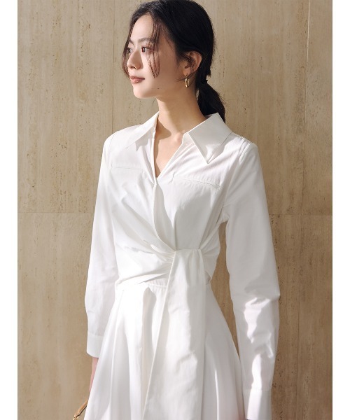 anuans（アニュアンス）の「カシュクールシャツワンピース（シャツワンピース・レディース・ブルー/ホワイト/ネイビー・SMALL/MEDIUM）」の17枚目の写真