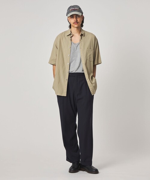 Steven Alan(スティーブンアラン)の「<Steven Alan> ドビー チェック リバースシーム ショートスリーブ シャツ(シャツ/ブラウス・メンズ・ベージュ/ライトブルー・XL/L/M/S)」の3枚目の写真