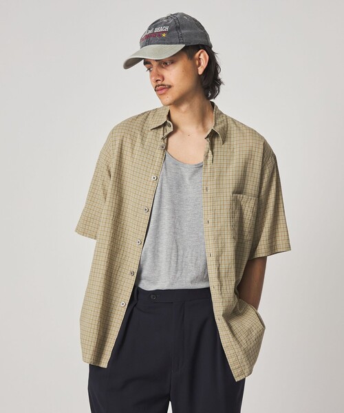 Steven Alan(スティーブンアラン)の「<Steven Alan> ドビー チェック リバースシーム ショートスリーブ シャツ(シャツ/ブラウス・メンズ・ベージュ/ライトブルー・XL/L/M/S)」の6枚目の写真