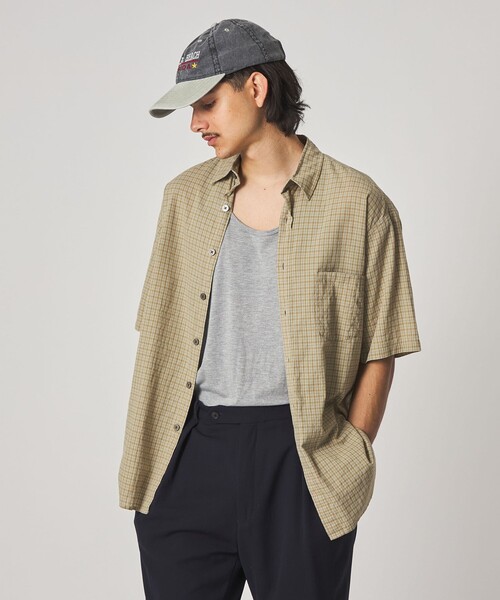 Steven Alan＞ ドビー チェック リバースシーム ショートスリーブ