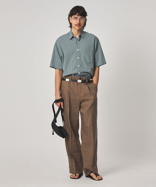 Steven Alan＞ ドビー チェック リバースシーム ショートスリーブ