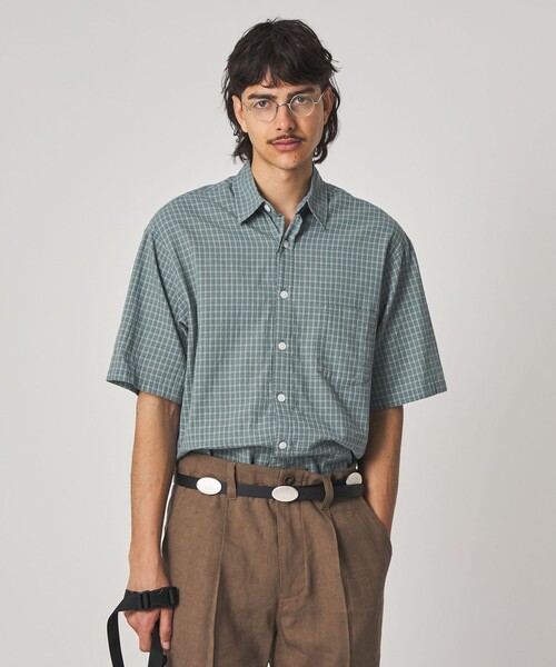 Steven Alan(スティーブンアラン)の「<Steven Alan> ドビー チェック リバースシーム ショートスリーブ シャツ(シャツ/ブラウス・メンズ・ベージュ/ライトブルー・XL/L/M/S)」の11枚目の写真