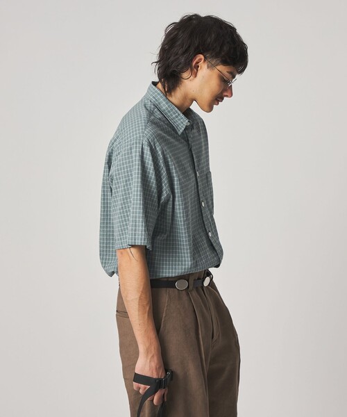 Steven Alan＞ ドビー チェック リバースシーム ショートスリーブ