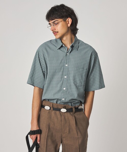 Steven Alan(スティーブンアラン)の「<Steven Alan> ドビー チェック リバースシーム ショートスリーブ シャツ(シャツ/ブラウス・メンズ・ベージュ/ライトブルー・XL/L/M/S)」の13枚目の写真