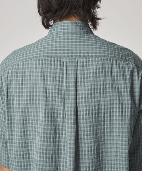 Steven Alan(スティーブンアラン)の「<Steven Alan> ドビー チェック リバースシーム ショートスリーブ シャツ(シャツ/ブラウス・メンズ・ベージュ/ライトブルー・XL/L/M/S)」の18枚目の写真