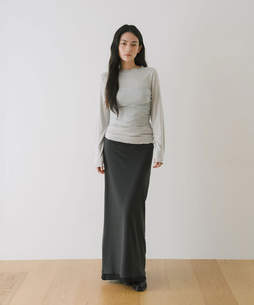 YEARNING（イヤニング）の「MOCK NECK LONG SLEEVE TOP, LIGHT GREY（Tシャツ/カットソー・レディース・その他・FREE）」の4枚目の写真