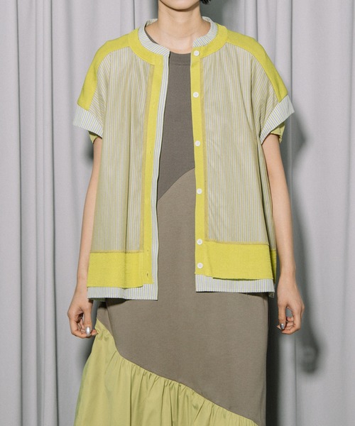 MARECHAL TERRE（マルシャルテル）の「シャツレイヤードコンビネーションカーディガン（カーディガン/ボレロ・レディース・イエロー系/ネイビー系/オフホワイト/ブラック・MEDIUM）」の4枚目の写真