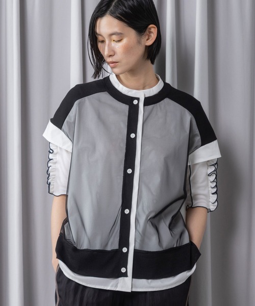 MARECHAL TERRE（マルシャルテル）の「シャツレイヤードコンビネーションカーディガン（カーディガン/ボレロ・レディース・イエロー系/ネイビー系/オフホワイト/ブラック・MEDIUM）」の22枚目の写真