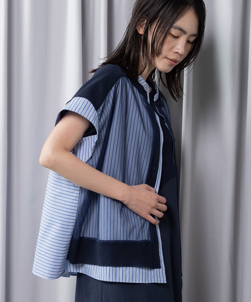 MARECHAL TERRE（マルシャルテル）の「シャツレイヤードコンビネーションカーディガン（カーディガン/ボレロ・レディース・イエロー系/ネイビー系/オフホワイト/ブラック・MEDIUM）」の12枚目の写真