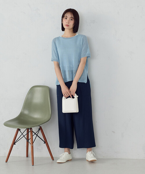 COMME CA ISM(コムサイズム)の「日本製ホールガーメント 和紙ニット(ニット/セーター・レディース・レッド/サックスブルー/ネイビー/ベージュ・FREE)」の17枚目の写真