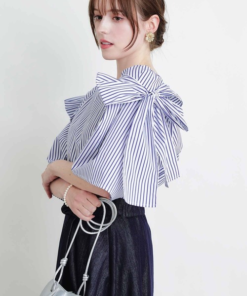 PICCIN(ピッチン)の「リボンストライプブラウス(シャツ/ブラウス・レディース・ブルー/サックスブルー・M)」の11枚目の写真