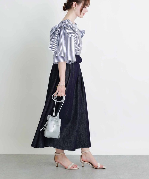 PICCIN(ピッチン)の「リボンストライプブラウス(シャツ/ブラウス・レディース・ブルー/サックスブルー・M)」の15枚目の写真