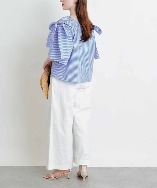 PICCIN(ピッチン)の「リボンストライプブラウス(シャツ/ブラウス・レディース・ブルー/サックスブルー・M)」の9枚目の写真
