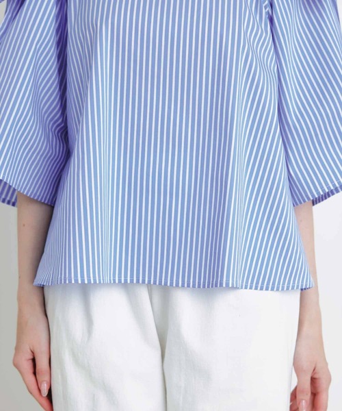 PICCIN(ピッチン)の「リボンストライプブラウス(シャツ/ブラウス・レディース・ブルー/サックスブルー・M)」の18枚目の写真
