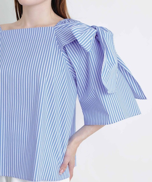 PICCIN(ピッチン)の「リボンストライプブラウス(シャツ/ブラウス・レディース・ブルー/サックスブルー・M)」の19枚目の写真