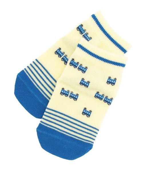 KP DECO（ケーピーデコ）の「電車柄 ショートソックス（ソックス/靴下・キッズ・オフホワイト/クリーム・14cm/16cm/18cm）」の2枚目の写真