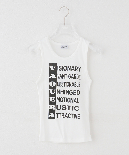 VAQUERA(バケラ)の「VAQUERA / バケラ WOMEN ANAGRAM TANK TOP(タンクトップ・レディース・ホワイト・SMALL/MEDIUM)」の1枚目の写真