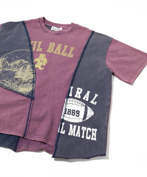 CUBE SUGAR(キューブシュガー)の「CUBE SUGAR/キューブシュガー 21/-天竺 パウダー加工 リメイク風 切替TEE(Tシャツ/カットソー・レディース・その他1/パープル・FREE)」の13枚目の写真