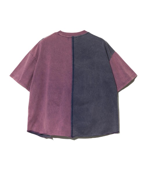 CUBE SUGAR(キューブシュガー)の「CUBE SUGAR/キューブシュガー 21/-天竺 パウダー加工 リメイク風 切替TEE(Tシャツ/カットソー・レディース・その他1/パープル・FREE)」の4枚目の写真