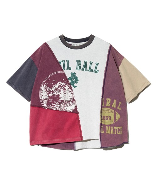 CUBE SUGAR(キューブシュガー)の「CUBE SUGAR/キューブシュガー 21/-天竺 パウダー加工 リメイク風 切替TEE(Tシャツ/カットソー・レディース・その他1/パープル・FREE)」の5枚目の写真
