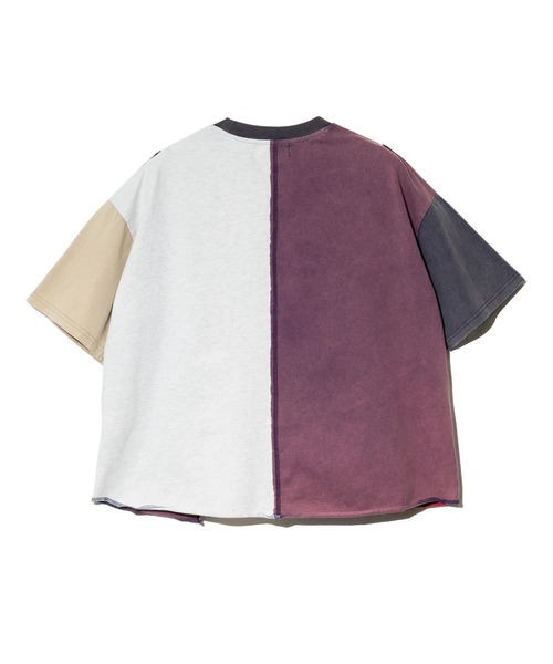 CUBE SUGAR(キューブシュガー)の「CUBE SUGAR/キューブシュガー 21/-天竺 パウダー加工 リメイク風 切替TEE(Tシャツ/カットソー・レディース・その他1/パープル・FREE)」の6枚目の写真