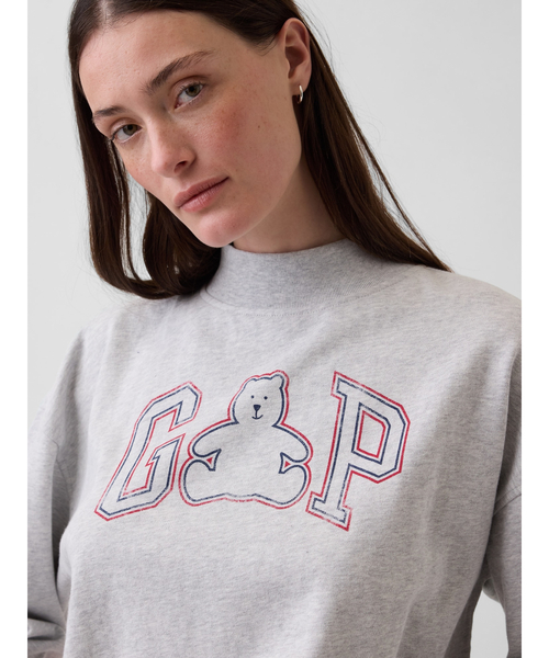 GAP(ギャップ)の「ヴィンテージソフト フレンチテリー オーバーサイズ モックネック GAPロゴ スウェットシャツ(スウェット・レディース・ネイビー/グレー・L/XL/S/M)」の3枚目の写真