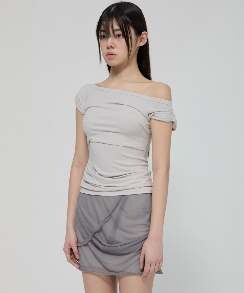 FLAREUP(フレアアップ)の「Draped Top (FL-130_Cloud White)(Tシャツ/カットソー・レディース・ホワイト・OS)」の6枚目の写真