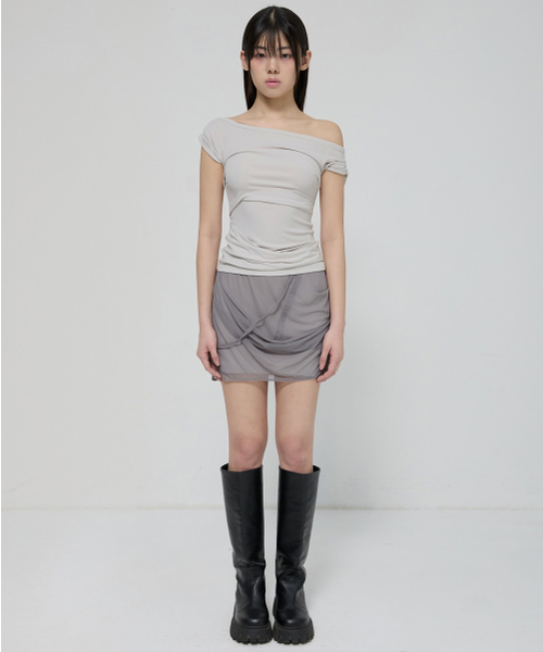 FLAREUP(フレアアップ)の「Draped Top (FL-130_Cloud White)(Tシャツ/カットソー・レディース・ホワイト・OS)」の2枚目の写真