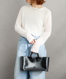 [mizuiro ind/ミズイロインド] レースクルーネックTシャツ