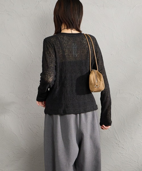 mizuiroind（ミズイロインド）の「[mizuiro ind/ミズイロインド] レースクルーネックTシャツ（Tシャツ/カットソー・レディース・ブラック/オフホワイト・F）」の11枚目の写真