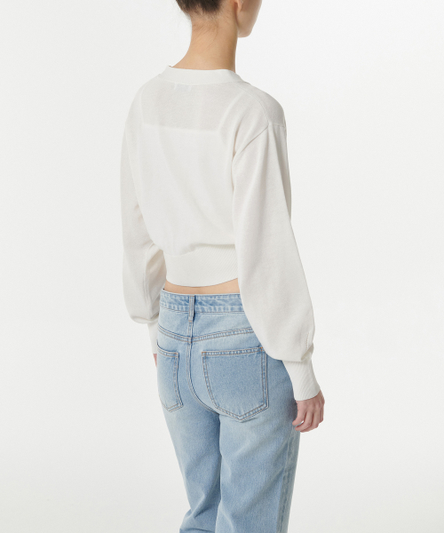 MUSINSA STANDARD WOMAN（ムシンサスタンダードウーマン）の「ウィメンズプレーンクロップカーディガン[アイボリー]（カーディガン/ボレロ・レディース・その他・X-SMALL/SMALL/LARGE/MEDIUM）」の4枚目の写真