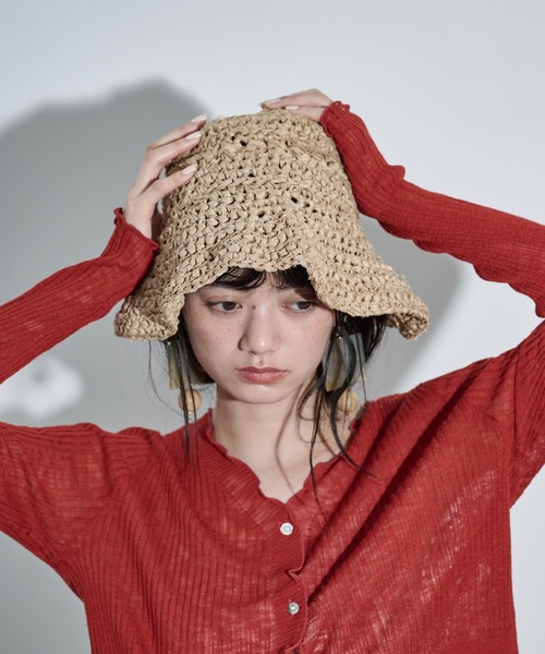THE YOn(ザヨン)の「バックスリットテープヤーンハット(ハット・レディース・ナチュラル/オレンジ/ベージュ/ブラック・FREE)」の7枚目の写真