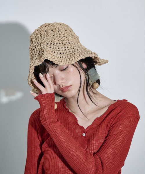 THE YOn(ザヨン)の「バックスリットテープヤーンハット(ハット・レディース・ナチュラル/オレンジ/ベージュ/ブラック・FREE)」の10枚目の写真