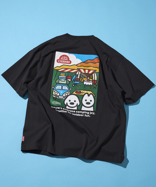 Coleman × matsui × FREAK'S STORE Black Print T‑shirt / Camping Joy — фирменная футболка