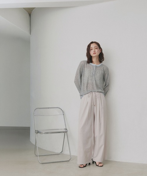 ad thie(アドティエ)の「バイカラー ヘンリー シアートップス(Tシャツ/カットソー・レディース・オートミール/パープル/ライトグリーン/ブラック・FREE)」の19枚目の写真