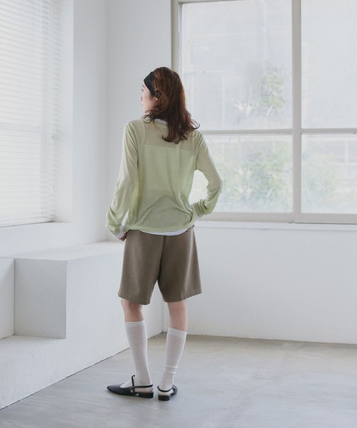 ad thie(アドティエ)の「バイカラー ヘンリー シアートップス(Tシャツ/カットソー・レディース・オートミール/パープル/ライトグリーン/ブラック・FREE)」の21枚目の写真