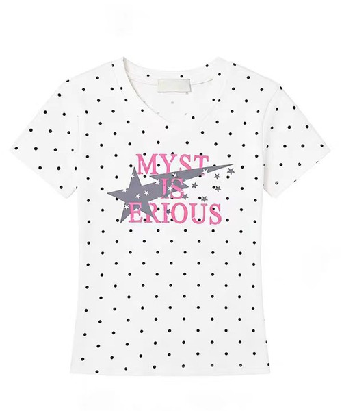 AsheKsha(アシクシャ)の「Vネックのドット柄半袖トップス(Tシャツ/カットソー・レディース・グリーン/ホワイト・M)」の13枚目の写真
