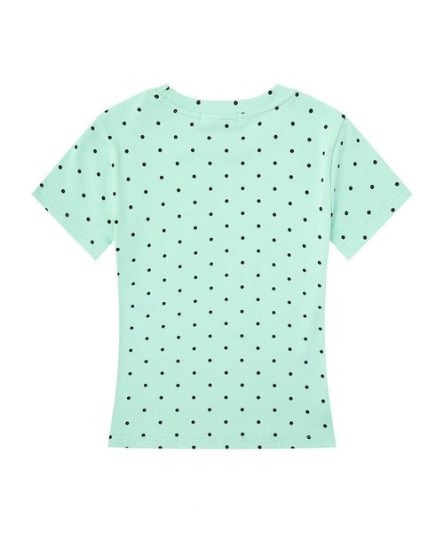 AsheKsha(アシクシャ)の「Vネックのドット柄半袖トップス(Tシャツ/カットソー・レディース・グリーン/ホワイト・M)」の8枚目の写真