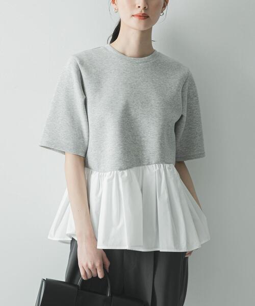 URBAN RESEARCH(アーバンリサーチ)の「ドッキングペプラムカットソー(Tシャツ/カットソー・レディース・グレー系その他/ブラック・FREE)」の2枚目の写真