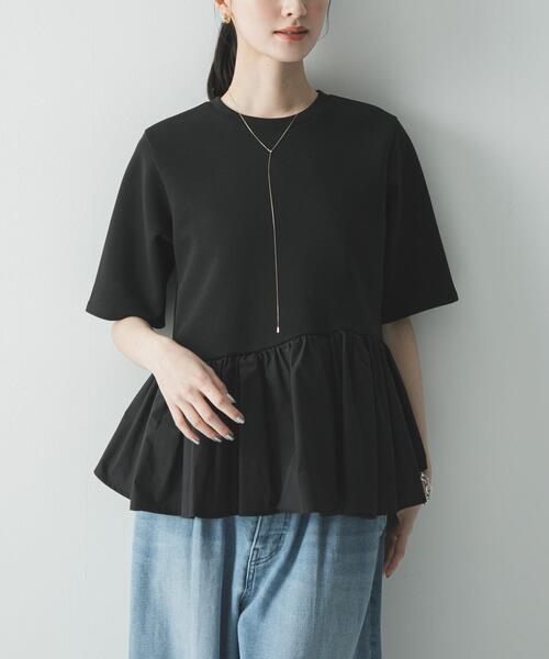 URBAN RESEARCH(アーバンリサーチ)の「ドッキングペプラムカットソー(Tシャツ/カットソー・レディース・グレー系その他/ブラック・FREE)」の3枚目の写真
